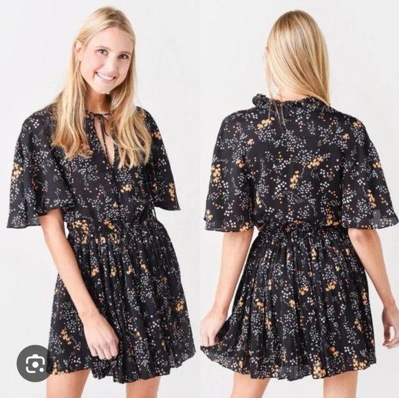 Zadig & Voltaire Roza Spark Flower Autumn Winter 2021 2022 Mini Dress Noir Small